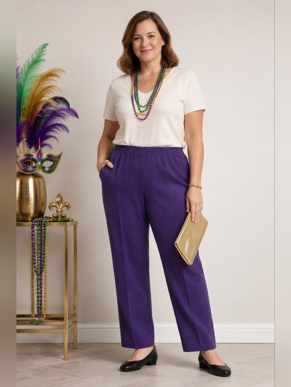 Alfred Dunner Tivoli Gardens Pull-On Pants 16 (Proportioned Medium) | NWT